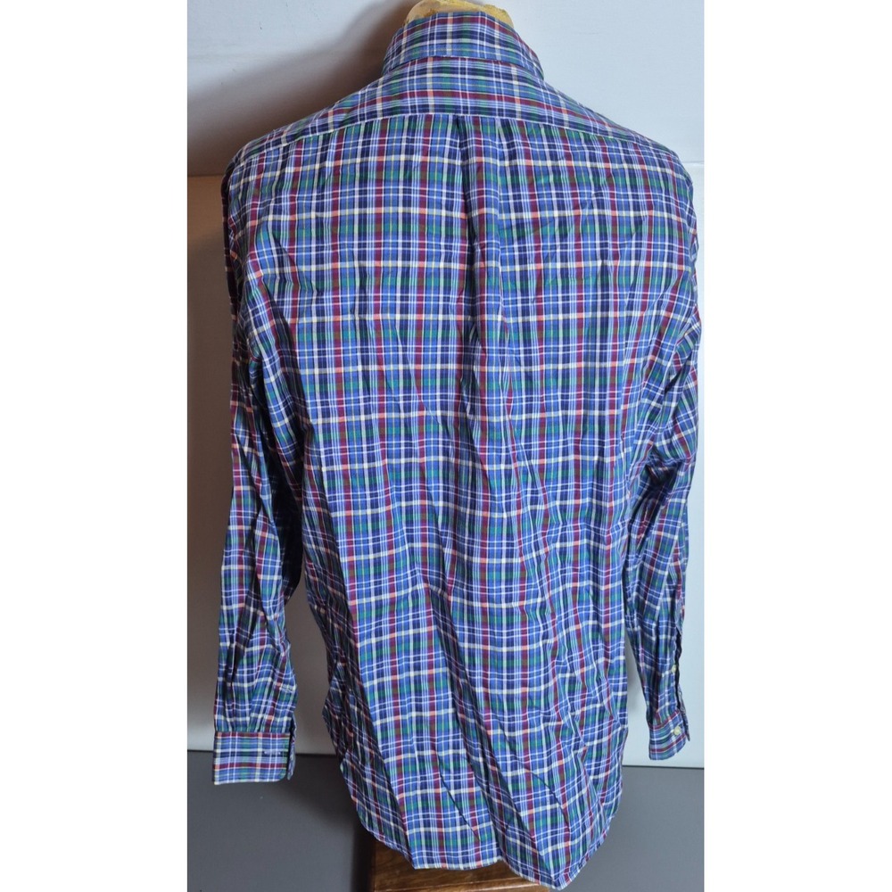 Polo Ralph Lauren Mens Dress Shirt L Large Multicolored Check - Navy Pony - Picture 3 of 4